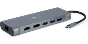 Obrázok pre výrobcu Gembird USB-C 8v1 multiport USB 3.0 + HDMI + DisplayPort + VGA + PD + čtečka karet + LAN + audio