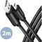 Obrázok pre výrobcu AXAGON BUMM-AM20AB, HQ kabel Micro USB <-> USB-A, 2m, USB 2.0, 2.4A, ALU, oplet, černý