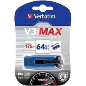 Obrázok pre výrobcu Verbatim USB flash disk, USB 3.0, 64GB, V3 MAX, Store N Go, modrý, USB A, s výsuvným konektorom