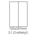 Obrázok pre výrobcu etikety ECODATA Samolepiace 105x297 univerzálne biele 2ks/A4 (100 listov A4/bal.)