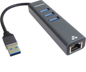 Obrázok pre výrobcu PremiumCord adaptér USB3.0 -> LAN RJ45 ETHERNET 10/100/1000 MBIT + 3x USB3.0 port