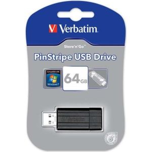 Obrázok pre výrobcu Verbatim USB flash disk, 2.0, 64GB, PinStripe USB, čierny