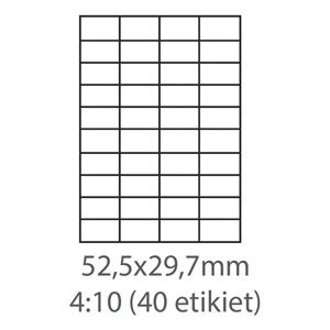 Obrázok pre výrobcu etikety ECODATA Samolepiace 52,5x29,7 univerzálne biele 40ks/A4 (100 listov A4/bal.)