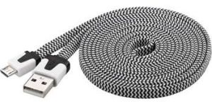 Obrázok pre výrobcu PremiumCord kabel micro USB 2.0, A-B 2m, plochý textilní kabel, černo-bílý