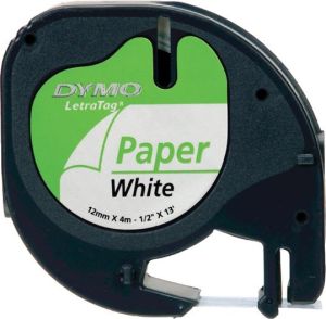 Obrázok pre výrobcu Dymo originál páska, Dymo, 59421, S0721500, čierny tlač/biely podklad, 4m, 12mm, LetraTag papierová páska