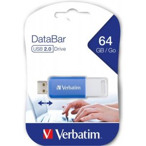 Obrázok pre výrobcu Verbatim USB flash disk, USB 2.0, 64GB, DataBar, modrý, pre archiváciu dát