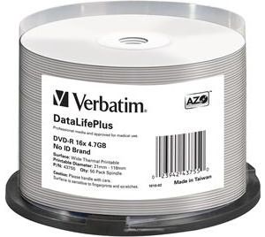 Obrázok pre výrobcu Verbatim DVD-R | cakebox 50 | 4.7GB | 16x | Thermal Printable ]