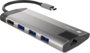 Obrázok pre výrobcu Multifunkční adaptér 8 v 1 Natec FOWLER PLUS HUB USB 3.0 3X, HDMI 4K, USB-C PD, RJ45, SD, MICRO