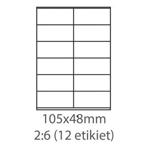 Obrázok pre výrobcu etikety ECODATA Samolepiace 105x48 univerzálne biele 12ks/A4 (100 listov A4/bal.)