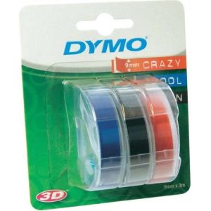 Obrázok pre výrobcu Dymo originál páska, Dymo, S0847750, biely tlač/čierny, modrý, červený podklad, 3m, 9mm, 1 blister/3 ks, 3D