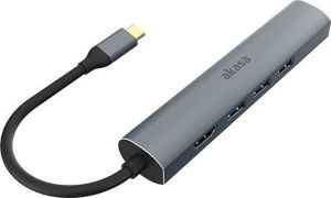 Obrázok pre výrobcu AKASA dokovací stanice 5v1 USB 3.1 Type-C / 3x USB Type-A / 1x HDMI / 1x GLAN /