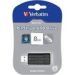 Obrázok pre výrobcu Verbatim USB flash disk, USB 2.0, 8GB, PinStripe, Store N Go, čierny, 49062, USB A, s výsuvným konektorom