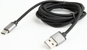 Obrázok pre výrobcu Gembird USB 2.0 cable to type-C, cotton braided, metal connectors, 1.8m, black