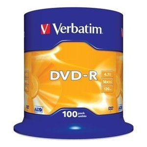 Obrázok pre výrobcu Verbatim DVD-R (100-Pack)Spindle/General Retail/16x/4.7GB