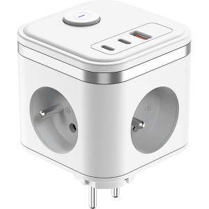 Obrázok pre výrobcu Viking síťový adaptér Y33, 3x 230 V, 1x USB-A, 2x USB-C, tlačítko ON/OFF, bílá