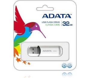 Obrázok pre výrobcu ADATA Classic Series C906 32GB USB 2.0 flashdisk, snap-on cap design, biely