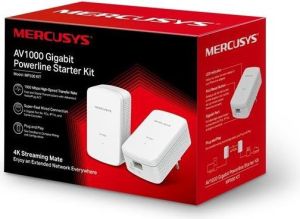 Obrázok pre výrobcu MERCUSYS AV1000 Gigabit Powerline Starter KitSPEED: 1000Mbps, HomePlug AV2, 1× Gigabit