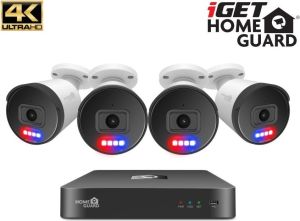 Obrázok pre výrobcu iGET HGNVK88504 - Kamerový UltraHD 4K PoE set, 8CH NVR + 4x IP 4K kamera, zvuk, SMART W/M/Andr/iOS