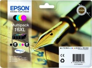 Obrázok pre výrobcu Epson originál ink T163640, 16XL, CMYK, 3x6.5/12.9ml, Epson WorkForce WF-2540WF, WF-2530WF, WF-2520NF, WF-2010