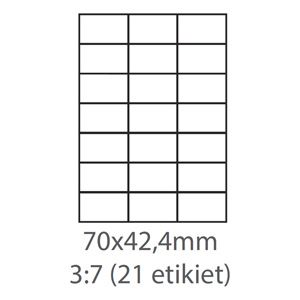 Obrázok pre výrobcu etikety ECODATA Samolepiace 70x42,4 univerzálne biele 21ks/A4 (100 listov A4/bal.)