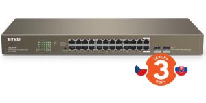 Obrázok pre výrobcu Tenda TEG1024F 24x Gigabit s SFP, 22x RJ45 + 2x SFP / RJ45, Fanless - bez ventilátorů, Rack , 6kV