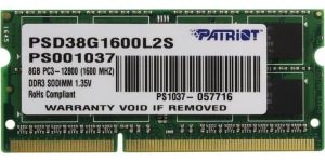 Obrázok pre výrobcu Patriot 8GB Ultrabook Line 1600MHz DDR3 CL11 SODIMM, pre Ultrabooky
