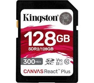 Obrázok pre výrobcu Kingston 128GB SDXC karta Canvas React Plus Class UHS-II U3 V90 (r300MB/s, w260MB/s)