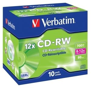 Obrázok pre výrobcu Verbatim CD-RW(1ks)Jewel/High Speed/8x-10x/DLP/700MB