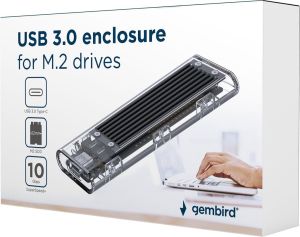 Obrázok pre výrobcu GEMBIRD EE2280-U3C-02 USB 3.1 enclosure for M.2 NVMe drives transparent