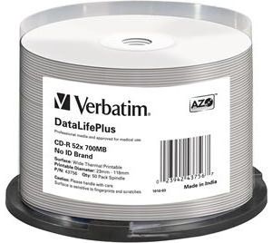 Obrázok pre výrobcu VERBATIM CD-R(50-Pack)/52x/700MB/ThermoPrint/NoID