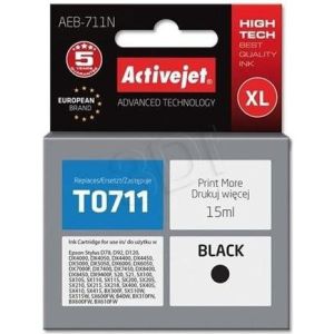 Obrázok pre výrobcu Atramentová náplň ActiveJet AEB-711 black  [ 15ml | chip | Epson T0711 ]