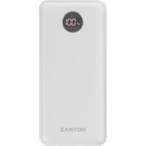 Obrázok pre výrobcu Canyon PB-2002, Powerbank, Li-Pol, 20.000 mAh, Digitálny displej, Vstup: 1x USB-C, Výstup: 1x USB-C a 2x USB-A, biela