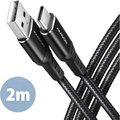 Obrázok pre výrobcu AXAGON BUCM-AM20AB, HQ kabel USB-C <-> USB-A, 2m, USB 2.0, 3A, ALU, oplet, černý