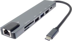 Obrázok pre výrobcu PremiumCord USB-C na HDMI + USB3.0 + USB2.0 + PD + SD/TF + RJ45 adaptér