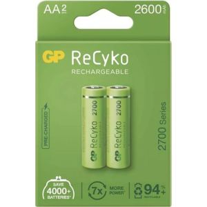 Obrázok pre výrobcu Nabíjacia batéria, AA (HR6), 1.2V, 2600 mAh, GP, papierová krabička, 2-pack, ReCyko