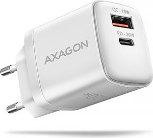 Obrázok pre výrobcu AXAGON ACU-PQ20W nabíječka do sítě 20W, 2x port (USB-A + USB-C), PD3.0/PPS/QC4+/AFC/Apple, bílá