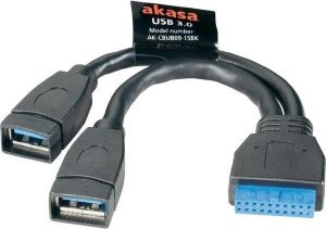 Obrázok pre výrobcu Kabel AKASA rozbočovací USB 3.0. interní USB 3.0 na 2x USB 3.0 Type A, 15cm