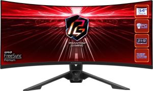 Obrázok pre výrobcu Phantom Gaming by Asrock monitor PG34WQ15R3A prohnutý 34"/VA/3440x1440/165Hz/550cd/m2/1ms/DP/2xHDMI/wifi ant/PGmini OLED