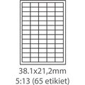 Obrázok pre výrobcu etikety ECODATA Samolepiace 38,1x21,2 univerzálne biele 65ks/A4 (100 listov A4/bal.)
