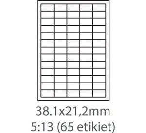 Obrázok pre výrobcu etikety ECODATA Samolepiace 38,1x21,2 univerzálne biele 65ks/A4 (100 listov A4/bal.)