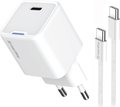 Obrázok pre výrobcu COLORWAY 1x USB-C/ síťová nabíječka/ GaN/ PD/ PPS/ 25W/ Včetně 100cm kabelu/ Bílá