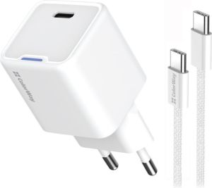 Obrázok pre výrobcu COLORWAY 1x USB-C/ síťová nabíječka/ GaN/ PD/ PPS/ 25W/ Včetně 100cm kabelu/ Bílá