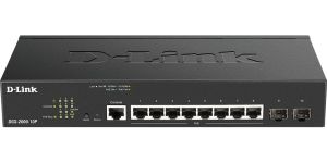 Obrázok pre výrobcu D-Link DGS-2000-10P Managed PoE switch, 8x GbE PoE+, 2x SFP, PoE 65W, fanless