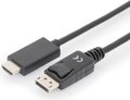 Obrázok pre výrobcu Digitus DisplayPort, DP - HDMI typu A, M / M, 2m, s blokováním, DP 1.2_HDMI 2.0, 4K / 60Hz, CE, bl