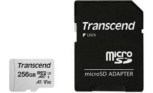 Obrázok pre výrobcu Transcend 256GB microSDXC 300S UHS-I U3 V30 A1 (Class 10) paměťová karta (s adaptérem), 95MB/s R, 45MB/s W