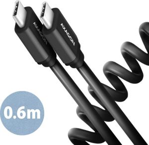 Obrázok pre výrobcu AXAGON BUCM-CM10TB, TWISTER kabel USB-C <-> USB-C, 0.6m, USB 2.0, 3A, ALU, tpe, černý