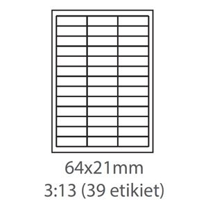 Obrázok pre výrobcu etikety ECODATA Samolepiace 64x21 univerzálne biele 39ks/A4 (100 listov A4/bal.)