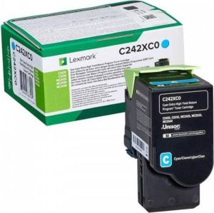 Obrázok pre výrobcu Lexmark originál toner C242XC0, cyan, 3500str., extra high capacity, return, Lexmark C2425dw,C2535dw,MC2425adw,MC2535adwe,MC2640ad