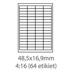 Obrázok pre výrobcu etikety ECODATA Samolepiace 48,5x16,9 univerzálne biele 64ks/A4 (100 listov A4/bal.)