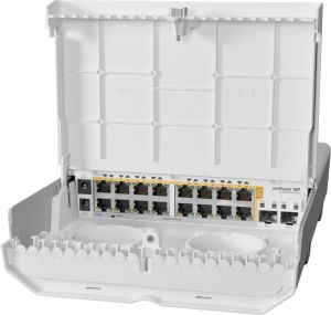 Obrázok pre výrobcu MIKROTIK RouterBOARD Cloud Router Switch netPower 16P + L5 (800MHz; 256MB RAM; 16x PoE GLAN; 2x SFP+) outdoor